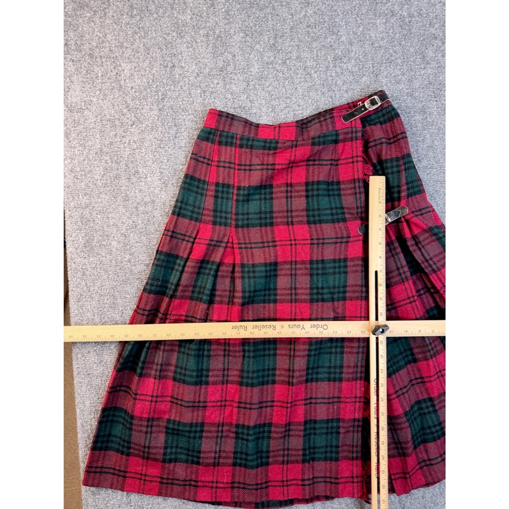 Vintage Summit Sportwear Wool Plaid Wrap Skirt Size 14 Red Green Kilt Greece Y2K - Picture 5 of 12